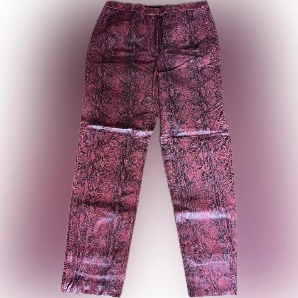 Vintage Colebrook & Co Red Leather Snake Skin Print Jacket and Pant Set - Picture 5 of 15